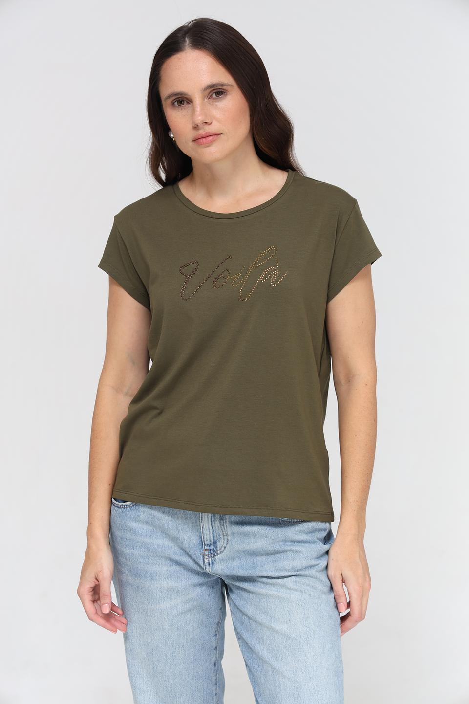 Футболка More and More с логотипом хаки