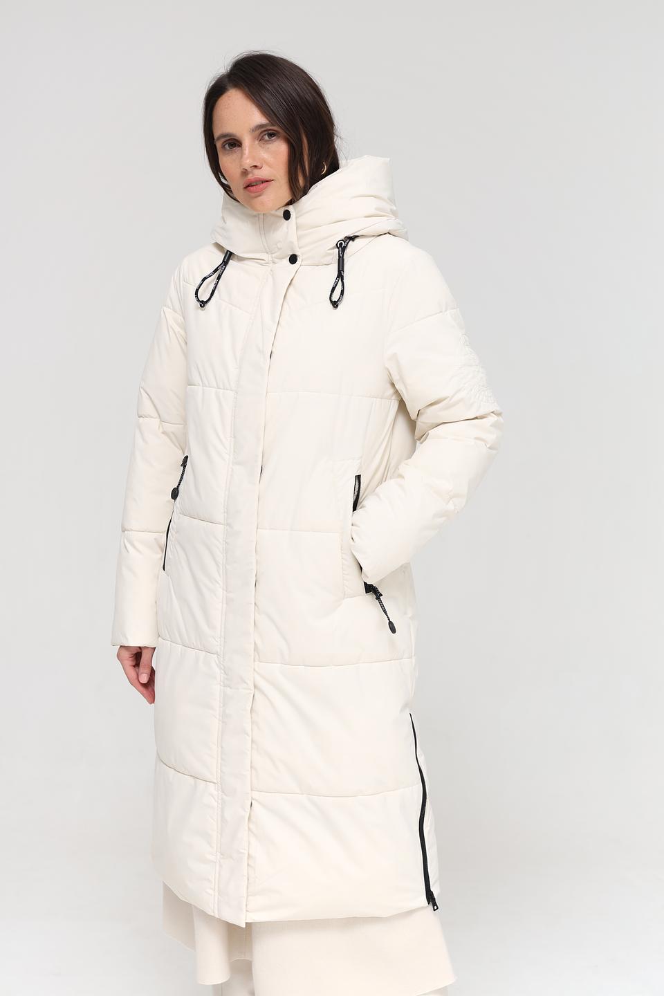 Пальто District стеганое бежевое