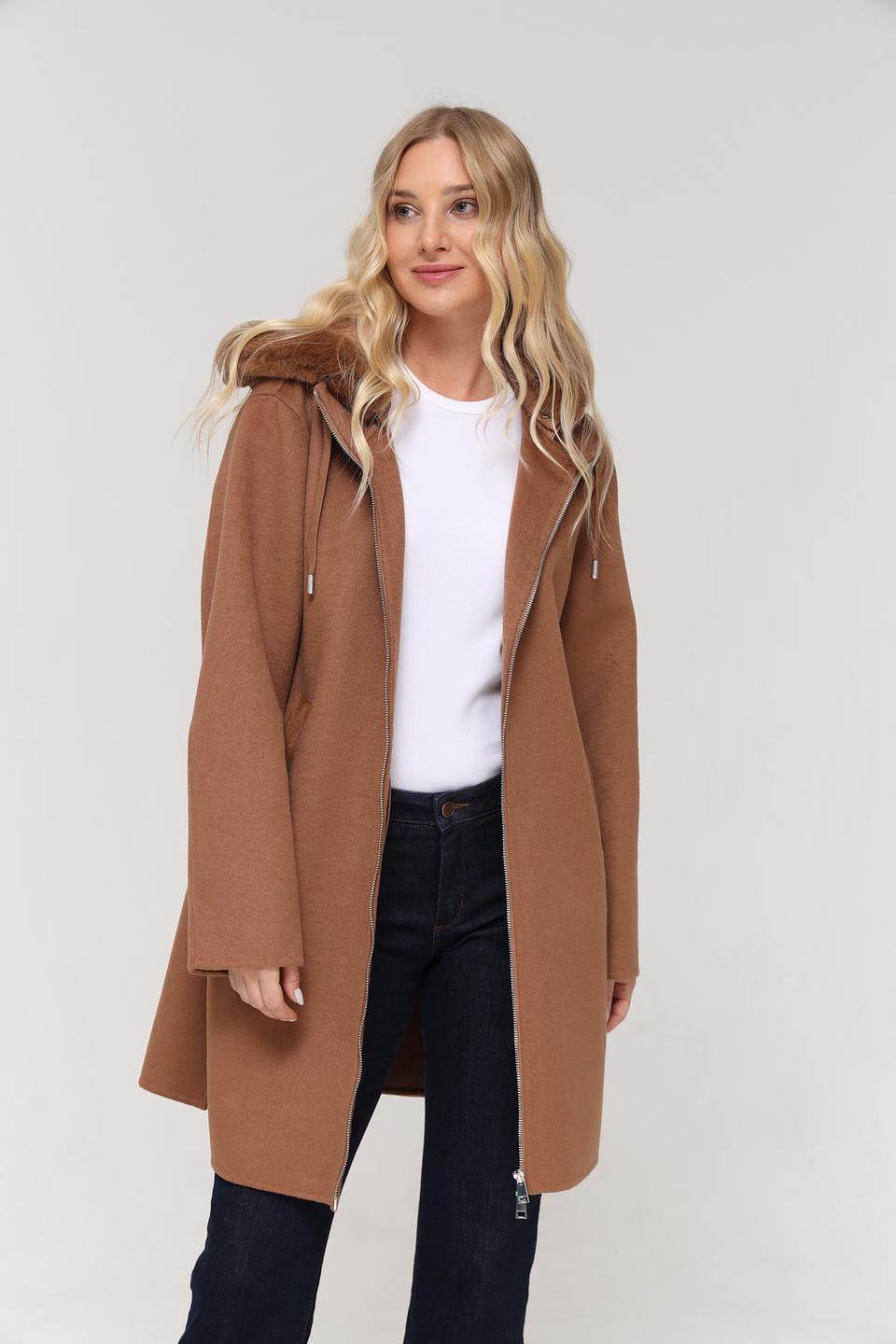 Пальто Milestone с капюшоном коричневое