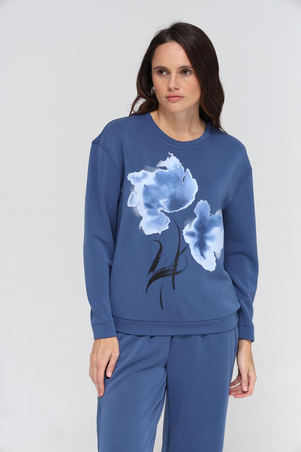 Пуловер Gerry Weber EDITION синий с цветами