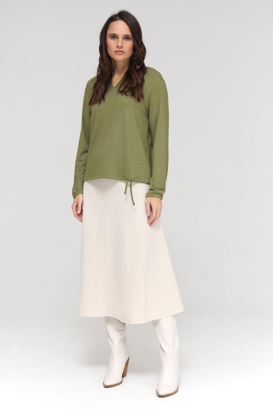 Пуловер Lecomte оливковый с завязками