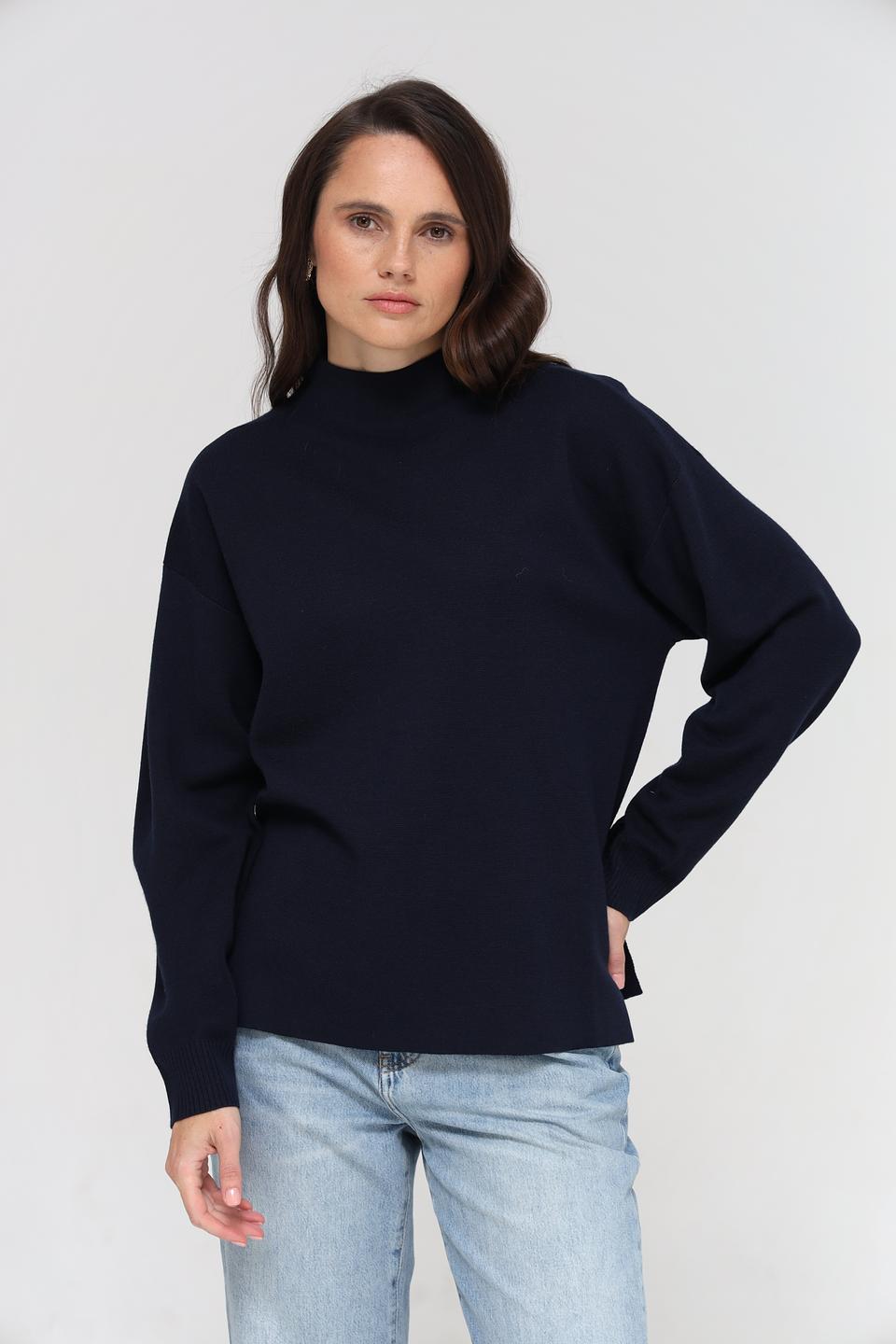 Пуловер UNQ женский тёмно-синий