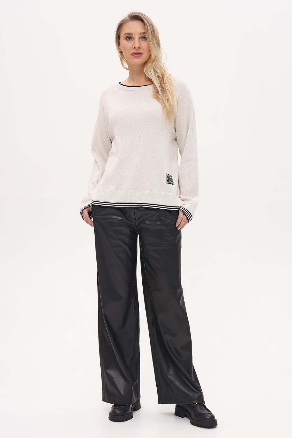 Пуловер Oui с декором бежевый