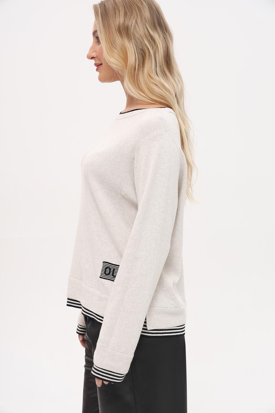 Пуловер Oui с декором бежевый