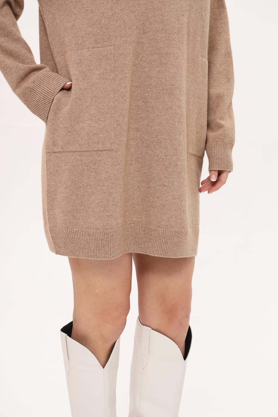 Платье Oui вязаное бежевое