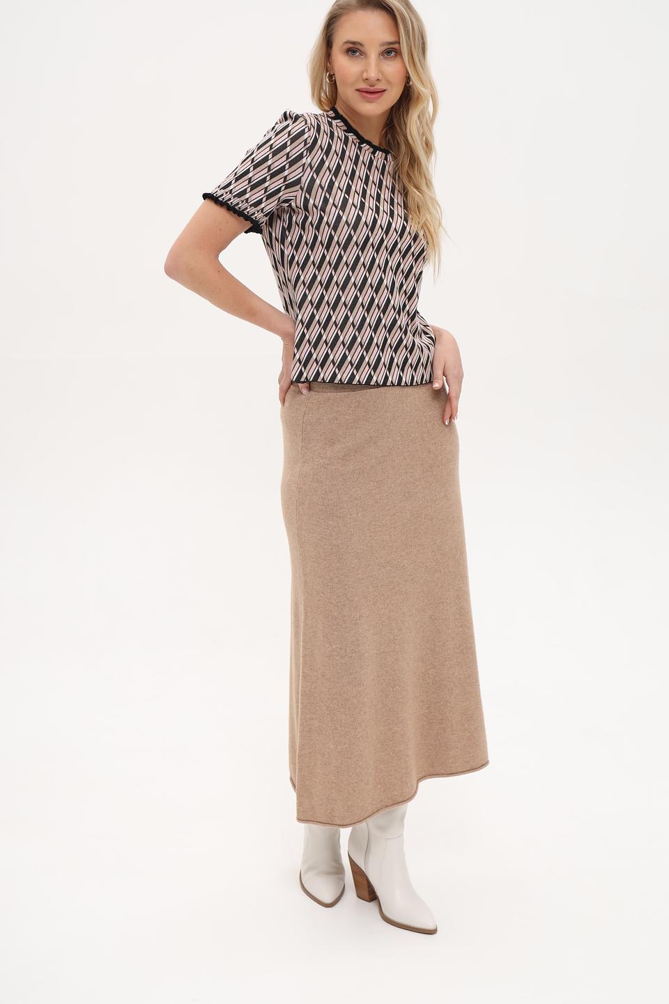 Юбка Oui вязаная бежевая