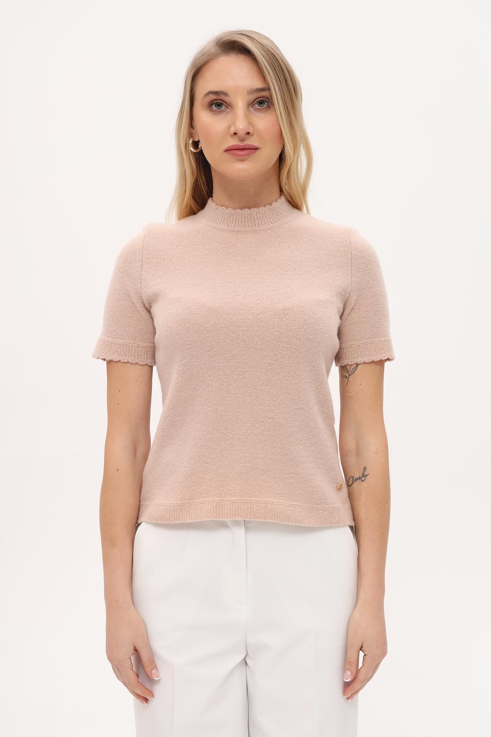 Пуловер Marc Cain с воротником-стойкой бежевый