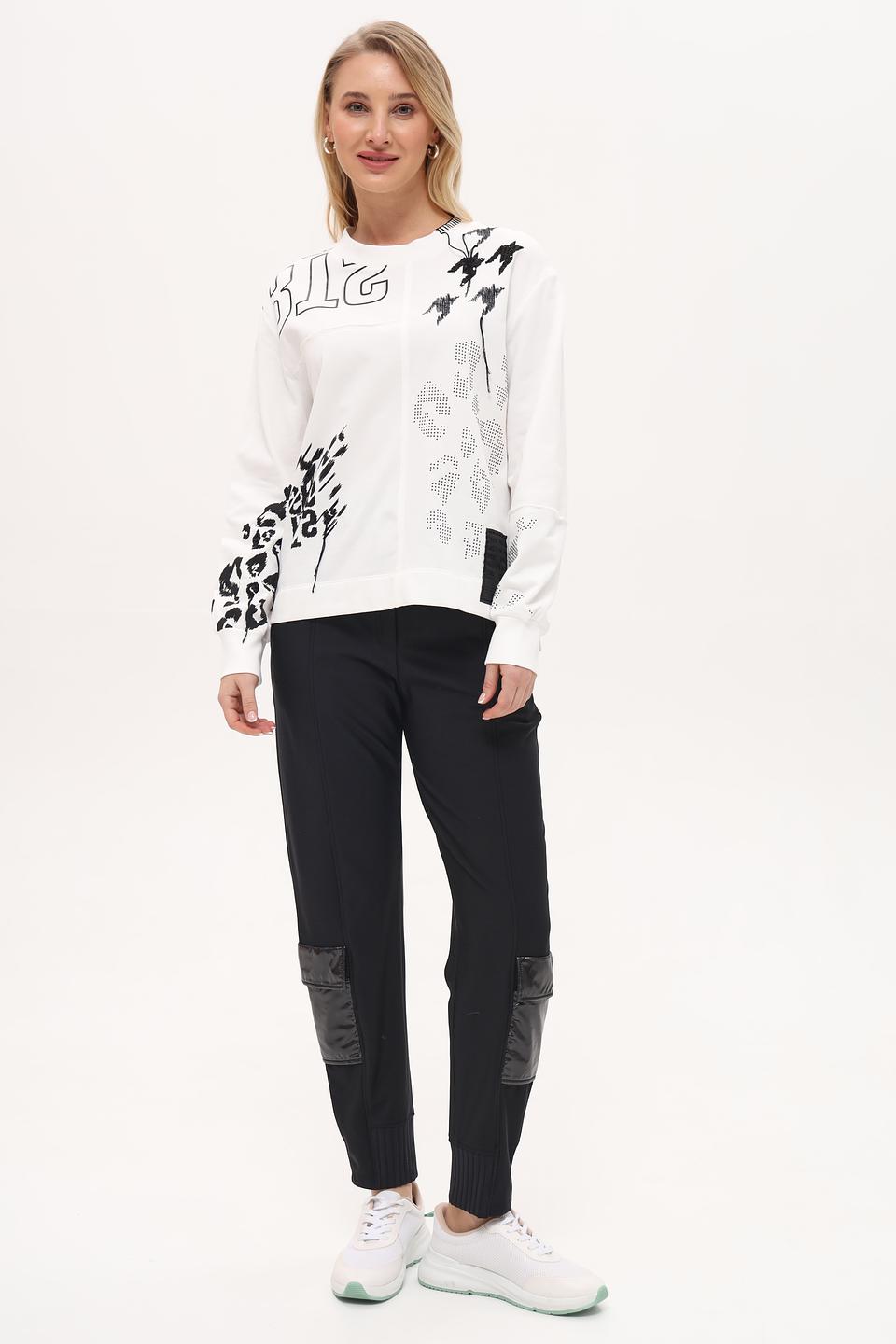 Пуловер Marc Cain с принтом белый