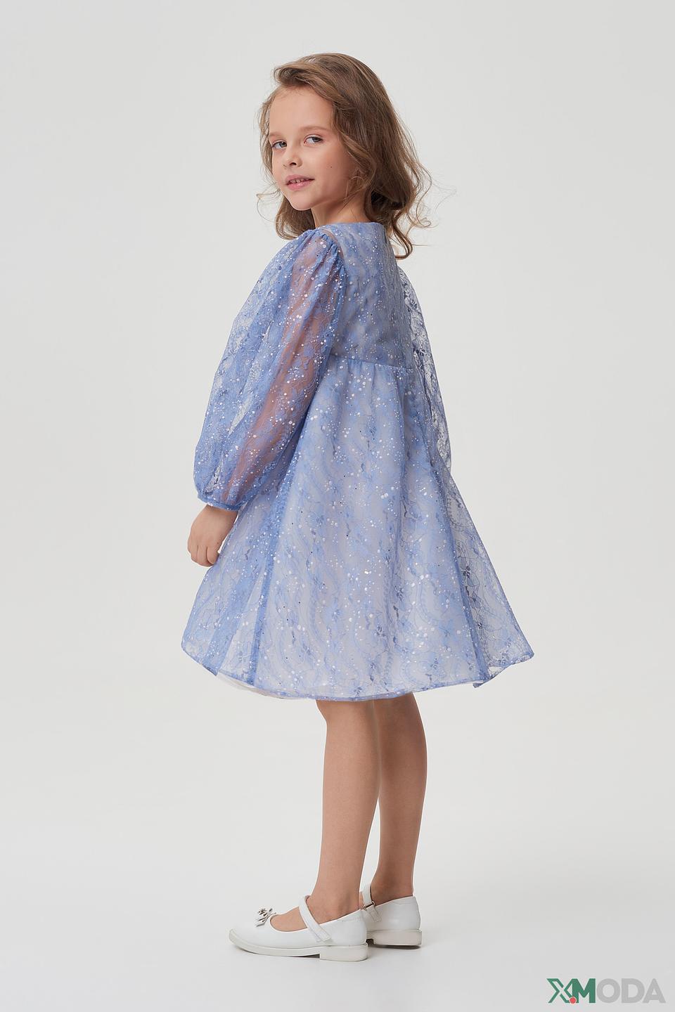 Платье Choupette дев. с цветами голубое