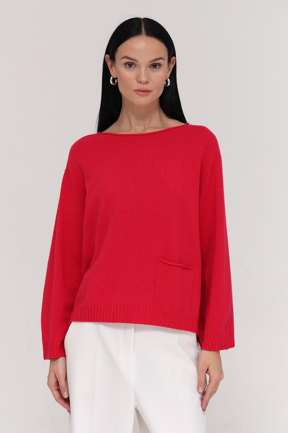 Пуловер Oui красный с карманом
