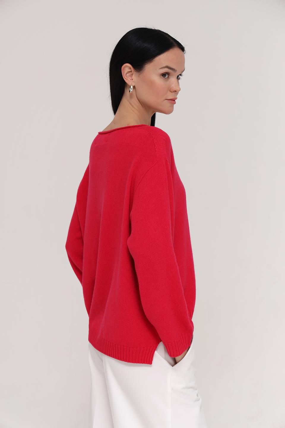 Пуловер Oui красный с карманом