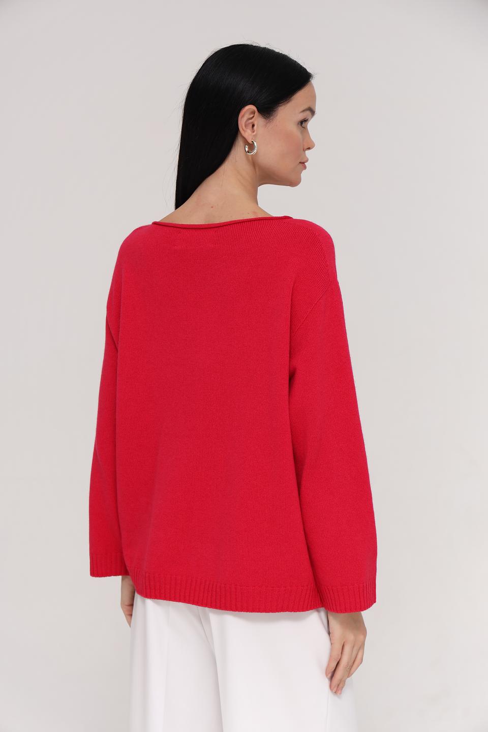 Пуловер Oui красный с карманом