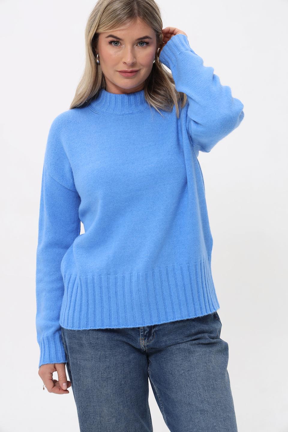 Пуловер Lebek голубой с горлом