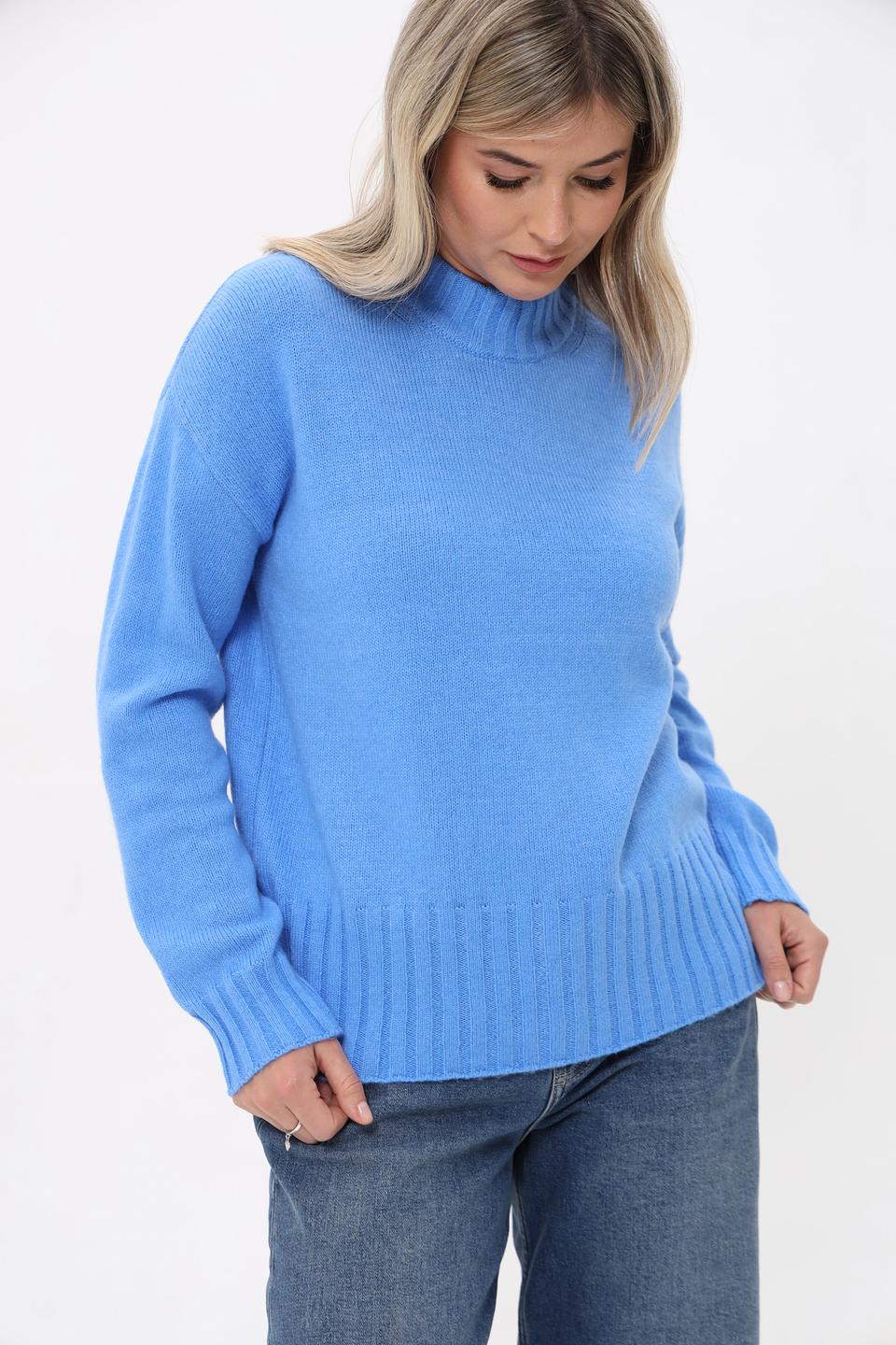 Пуловер Lebek голубой с горлом