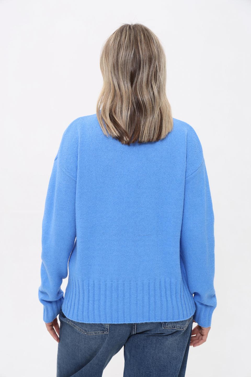 Пуловер Lebek голубой с горлом