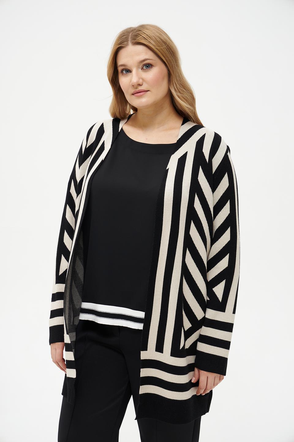 Жакет Via Appia полоска бежево-черный