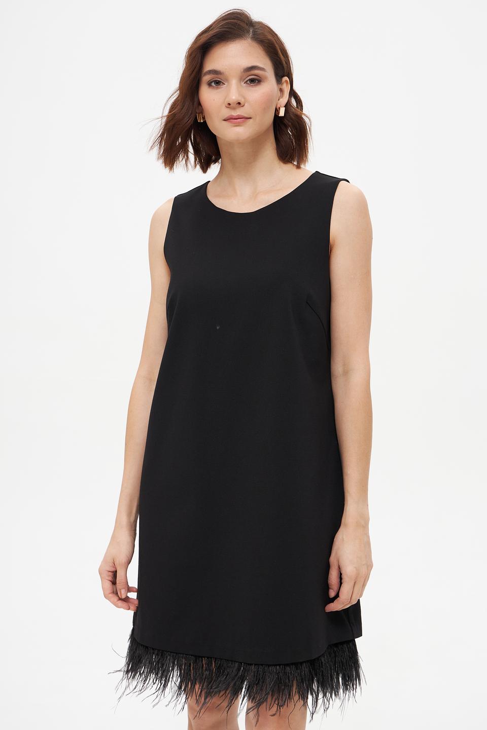 Платье Oui с бахромой чёрное
