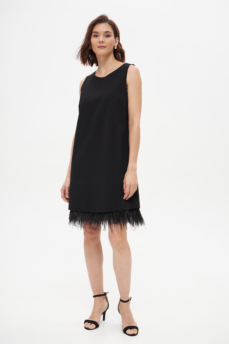 Платье Oui с бахромой чёрное