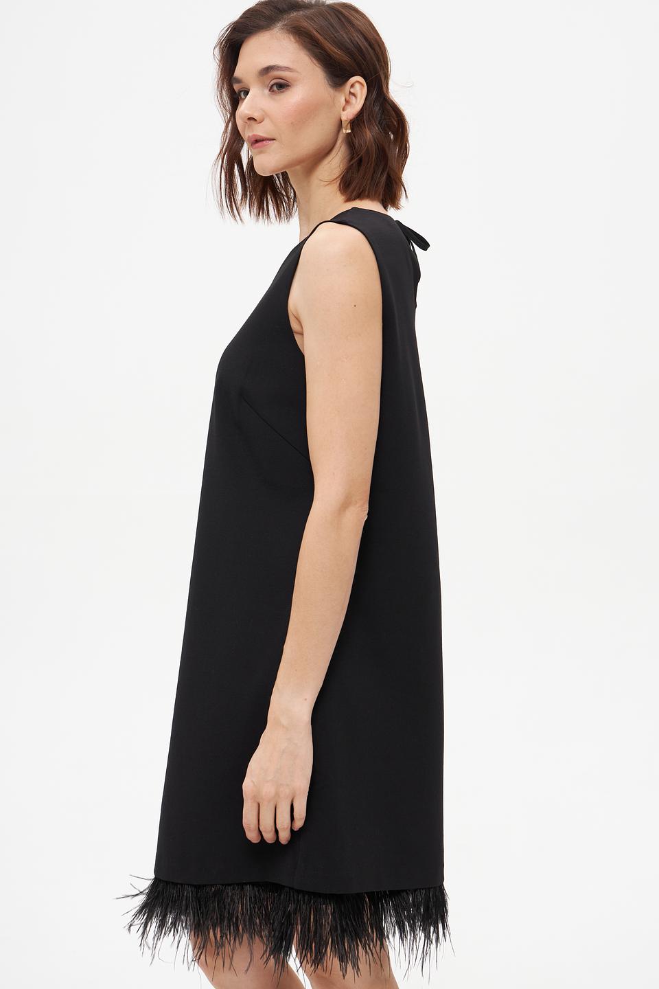 Платье Oui с бахромой чёрное