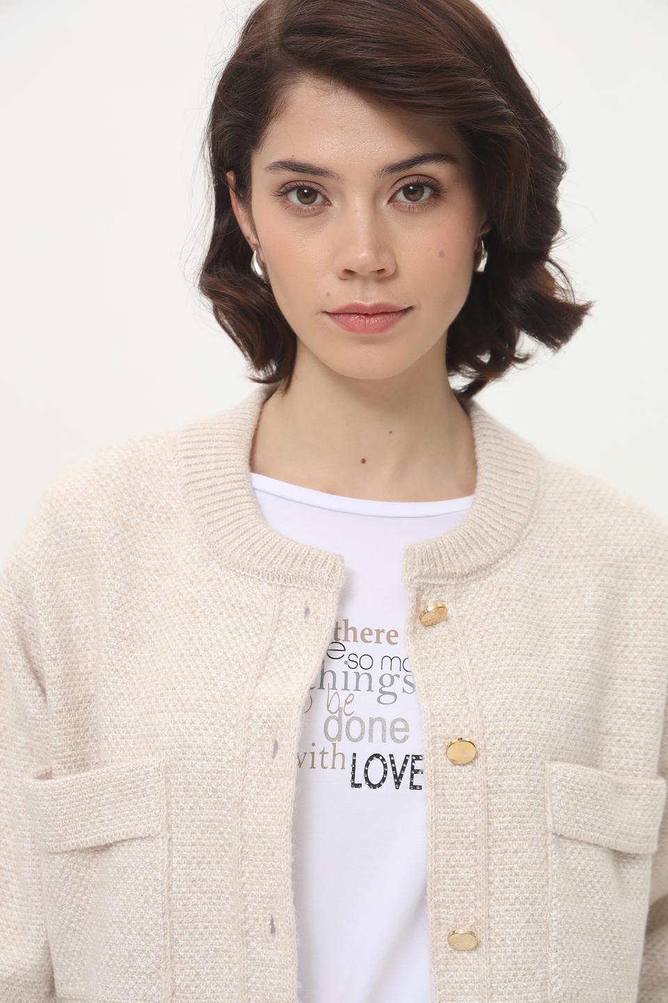 Жакет More and More вязаный бежевый