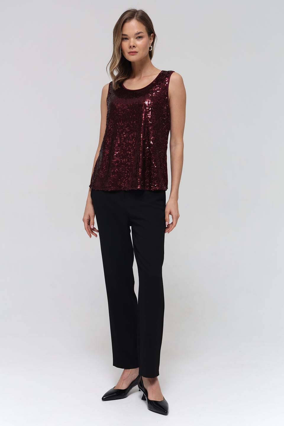 Топ Lecomte с пайетками бордовый