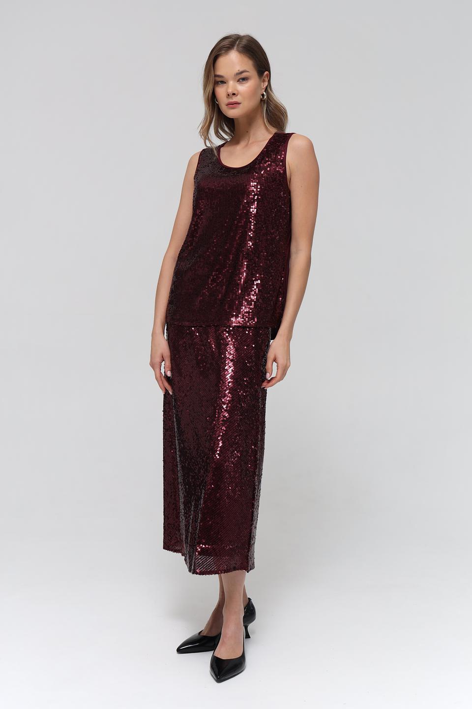 Юбка Lecomte с пайетками бордовая