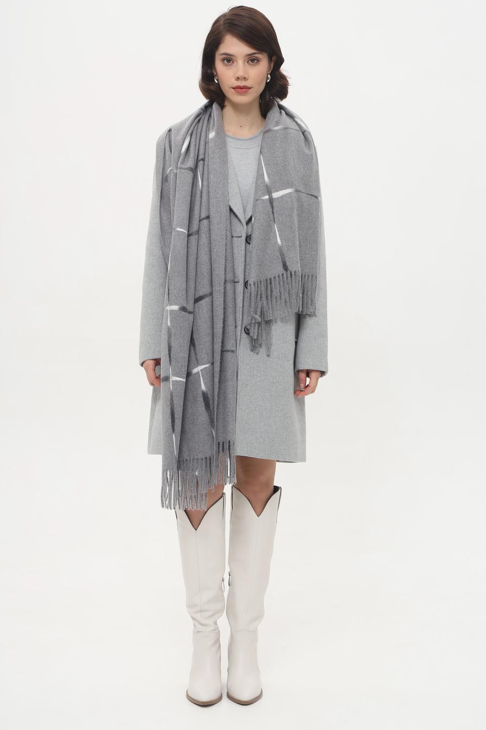 Шарф Fraas в клетку с бахромой