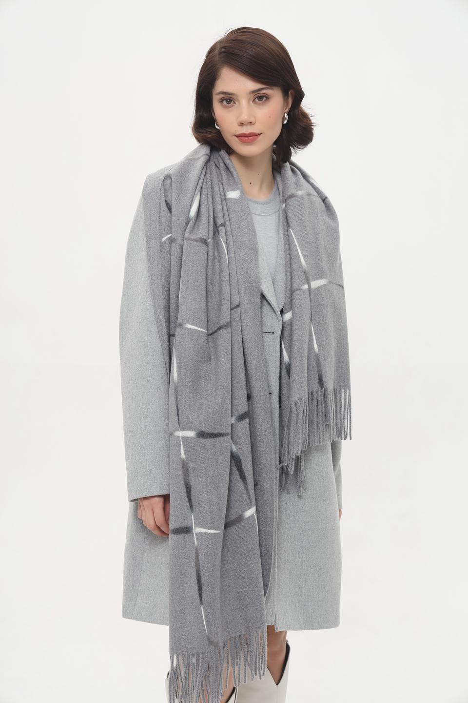 Шарф Fraas в клетку с бахромой