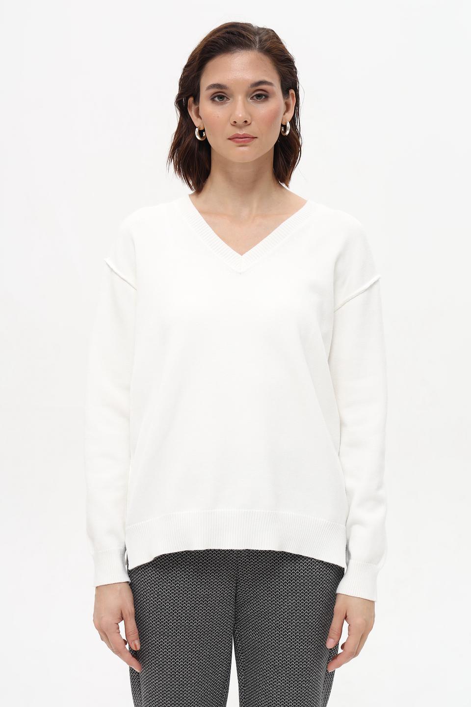 Пуловер Marc Aurel V-образный вырез белый