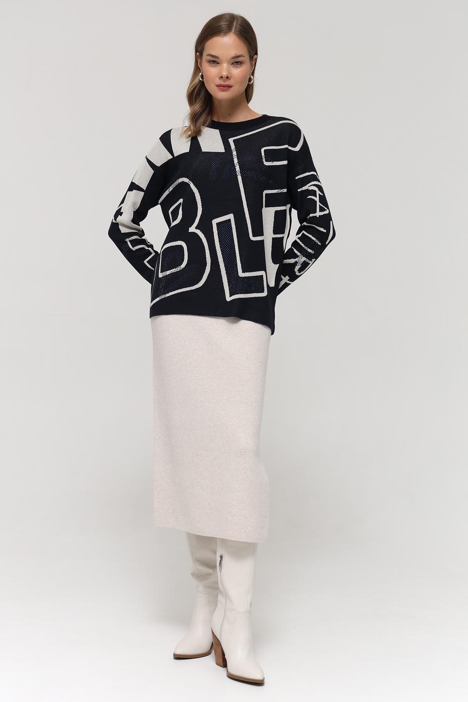 Пуловер Lecomte с принтом чёрный