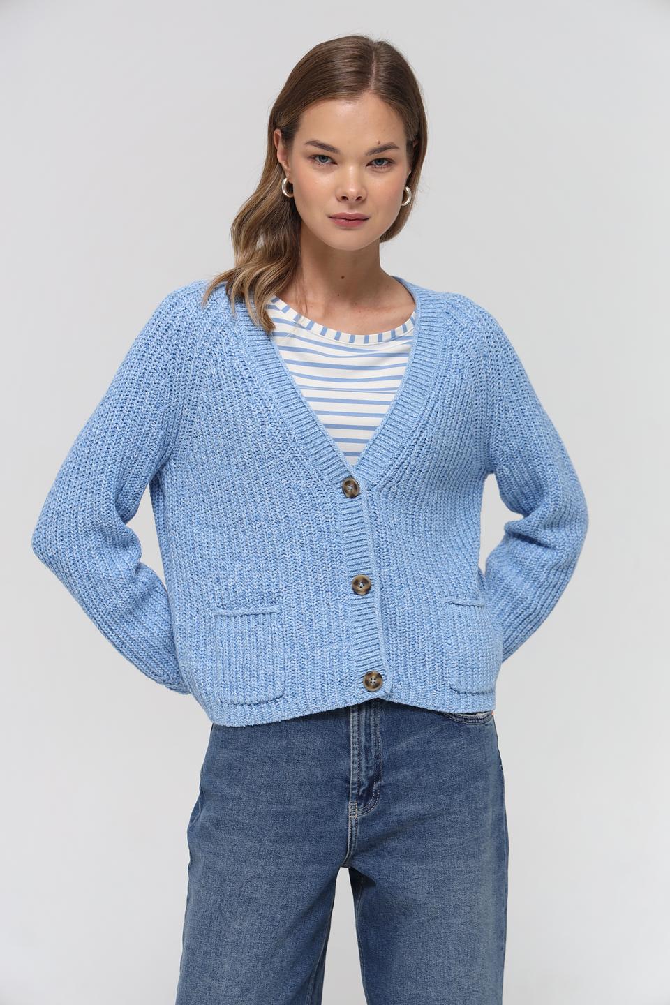 Жакет Oui вязаный голубой