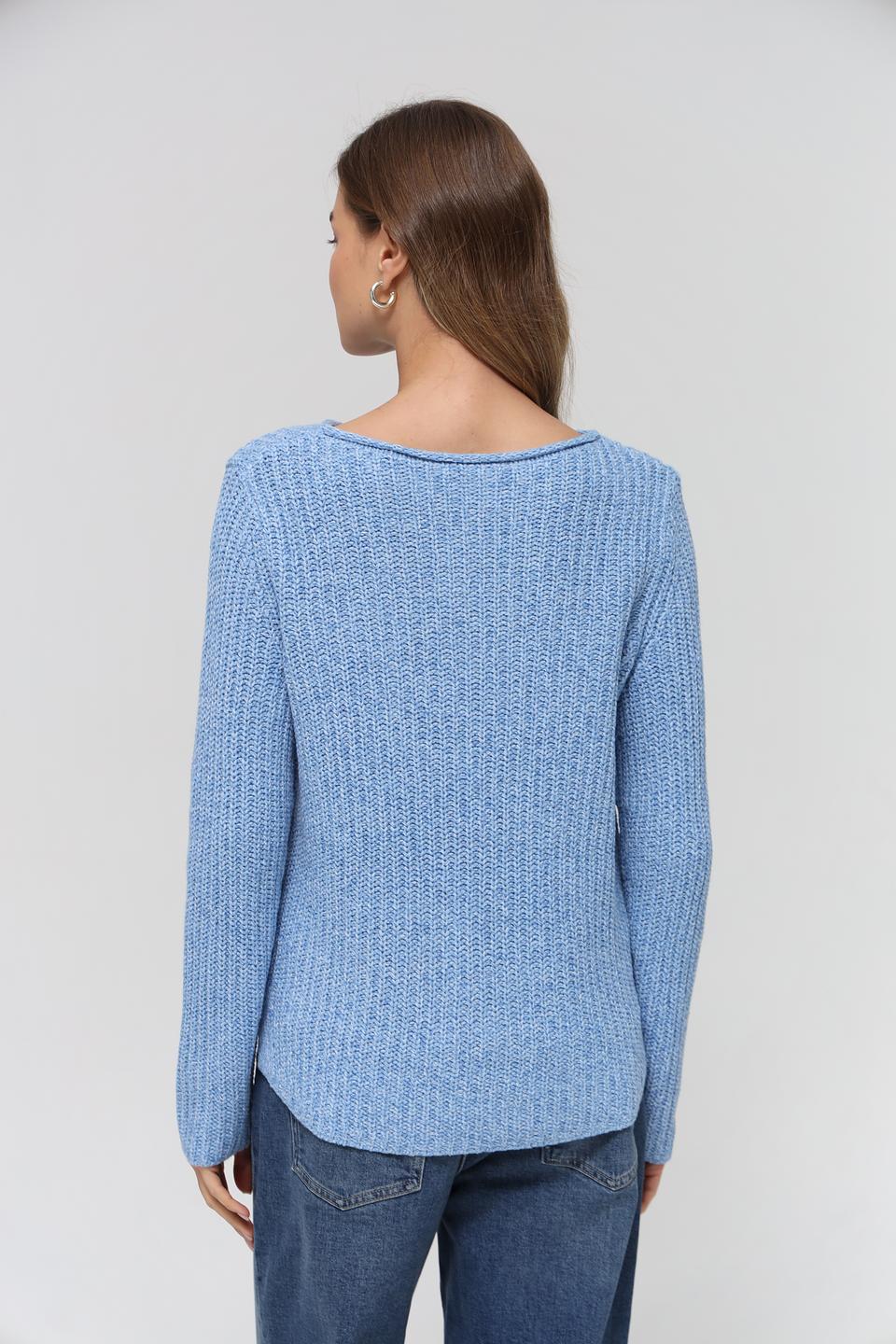 Пуловер Oui голубой вязаный