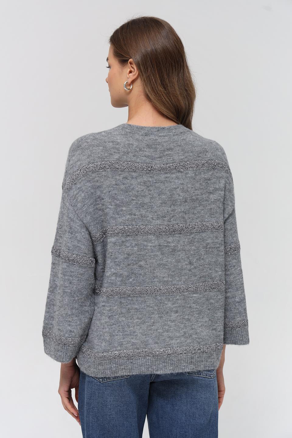 Пуловер Lecomte серый с полосками