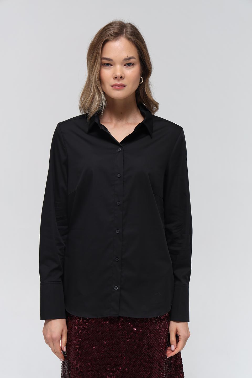 Рубашка Oui чёрная с длинным рукавом