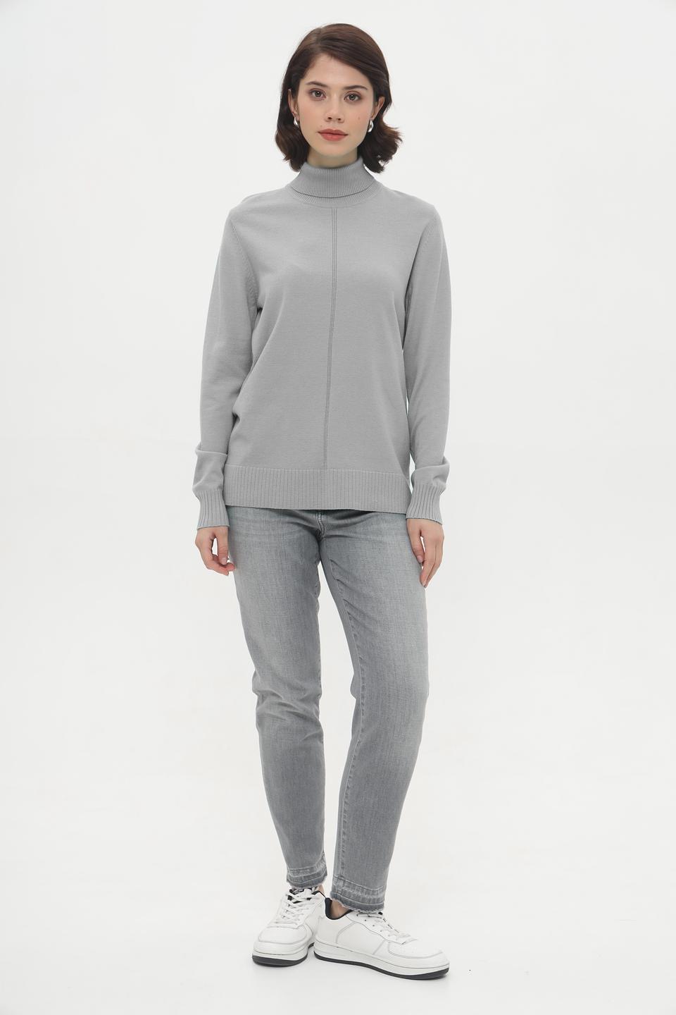 Пуловер Lebek с горлом серый