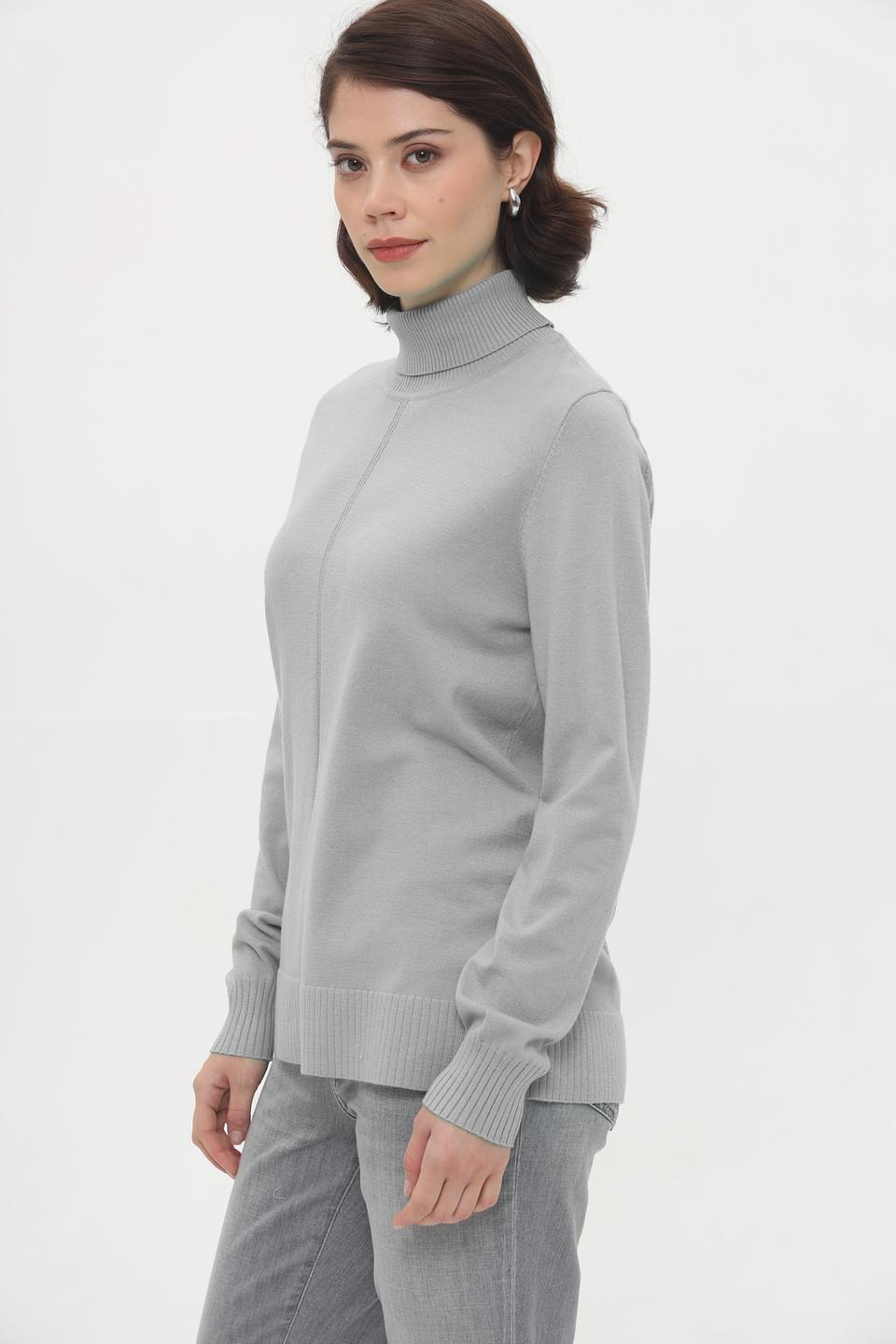 Пуловер Lebek с горлом серый