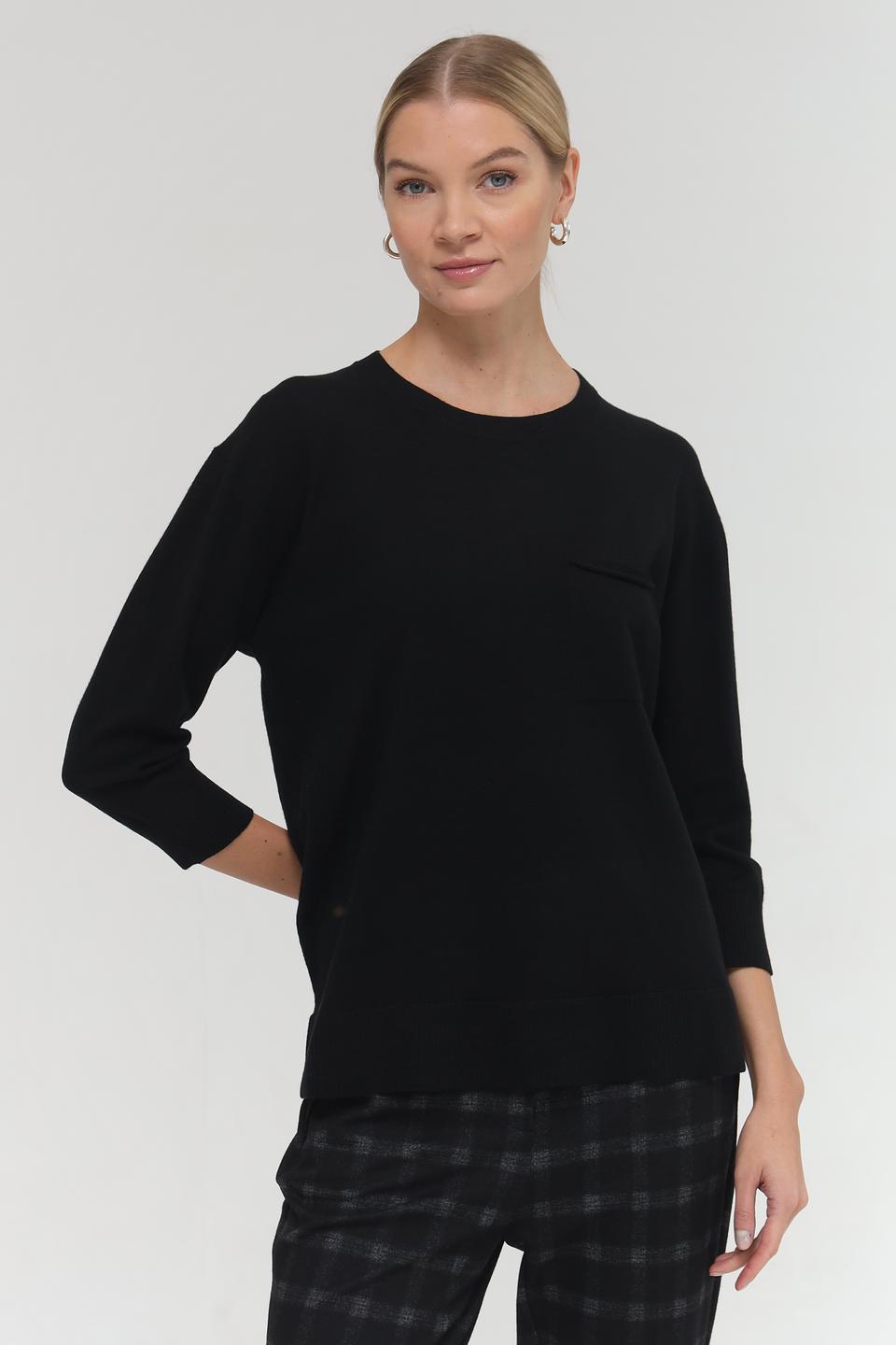 Пуловер Lebek чёрный с карманом