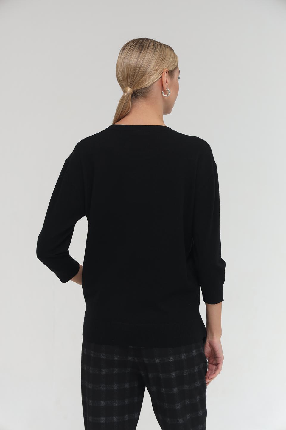 Пуловер Lebek чёрный с карманом