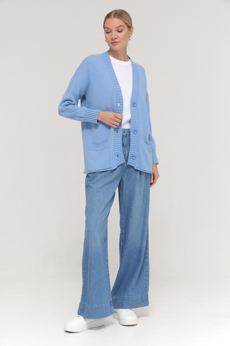 Жакет Lebek вязаный голубой