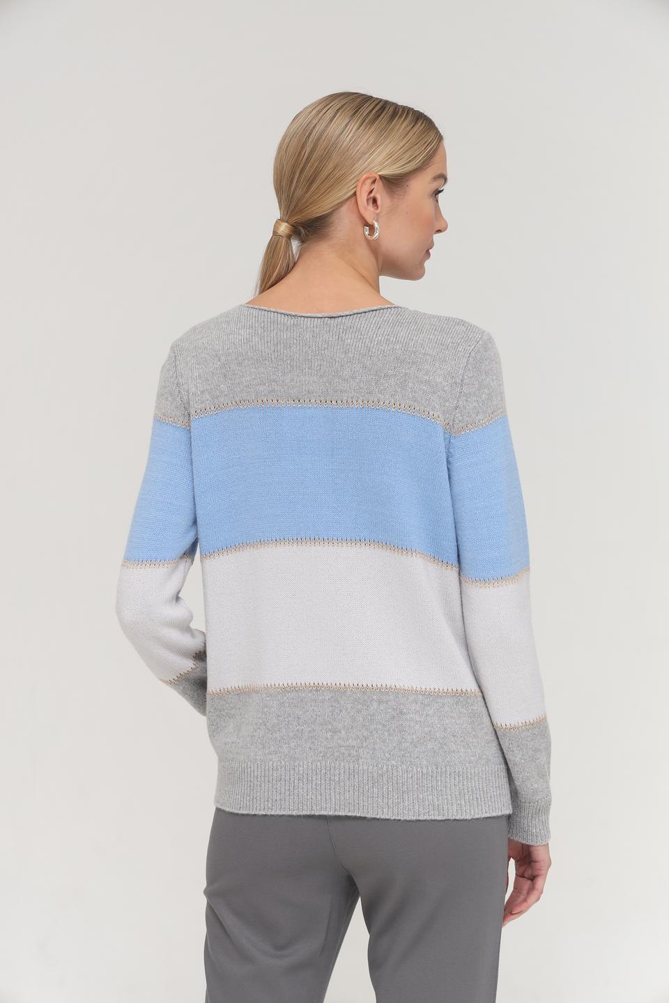 Пуловер Lebek полосатый серый