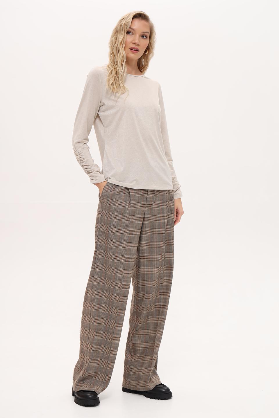 Футболка Oui с рукавами-буфами бежевая