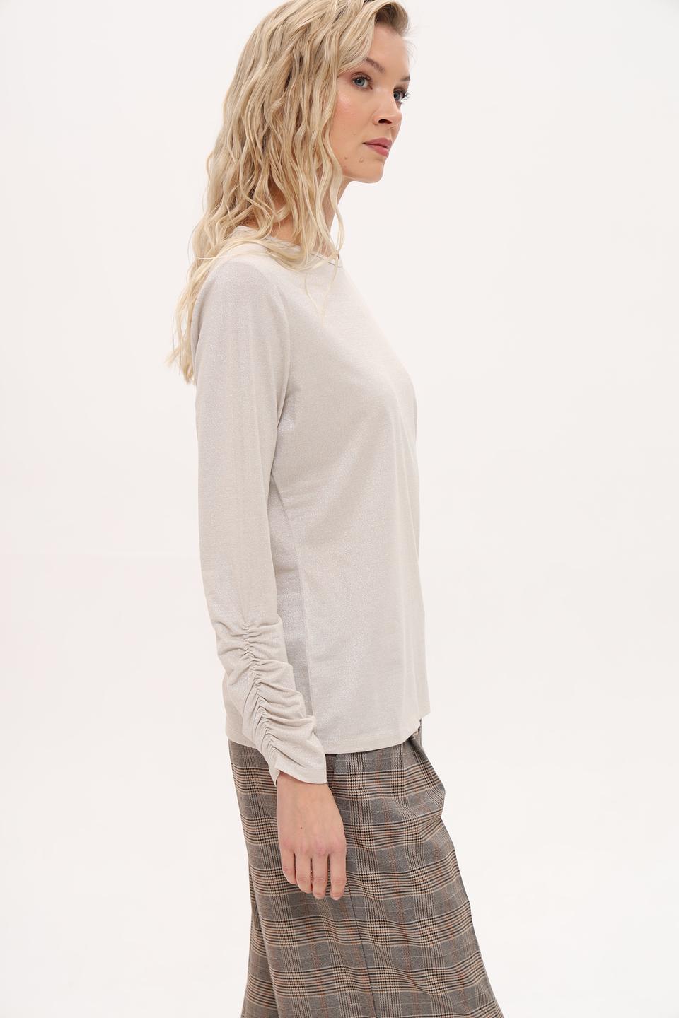 Футболка Oui с рукавами-буфами бежевая