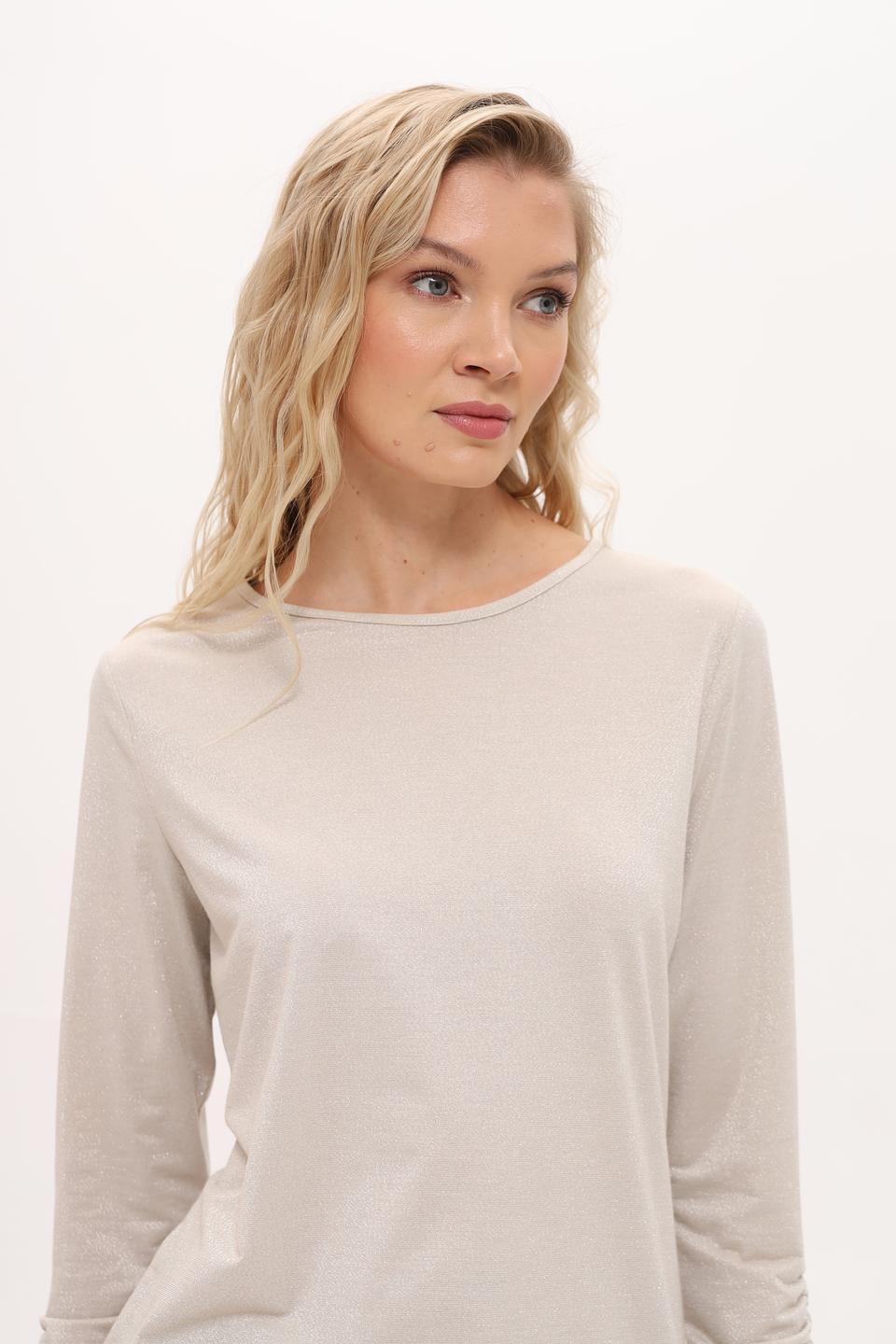 Футболка Oui с рукавами-буфами бежевая