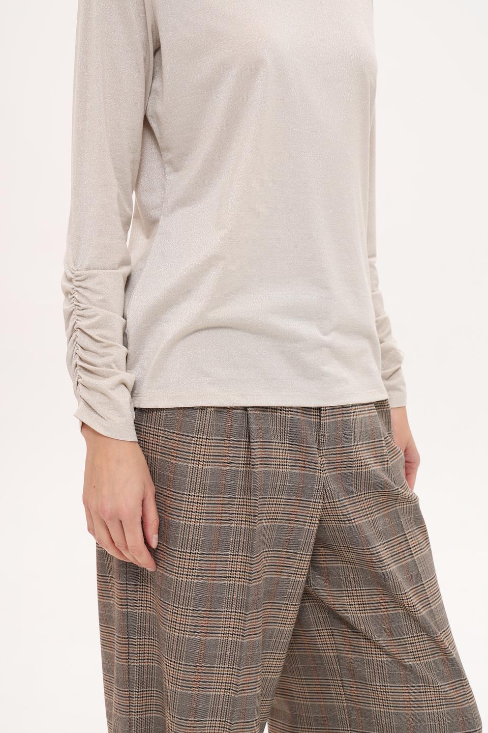 Футболка Oui с рукавами-буфами бежевая