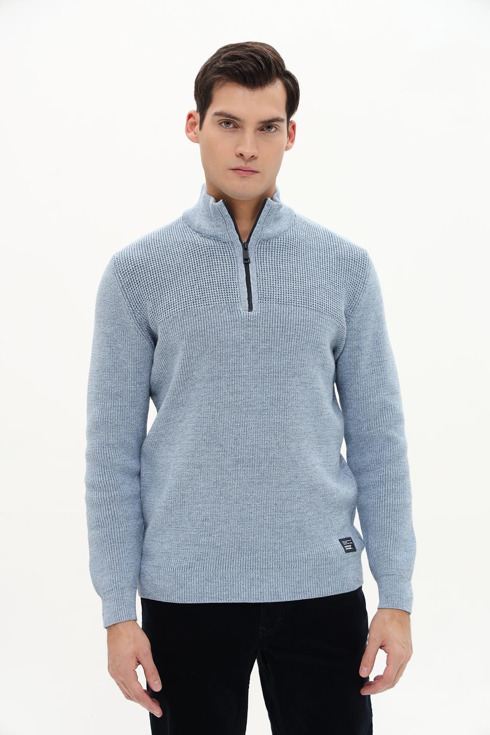 Джемпер Casa Moda с молнией голубой