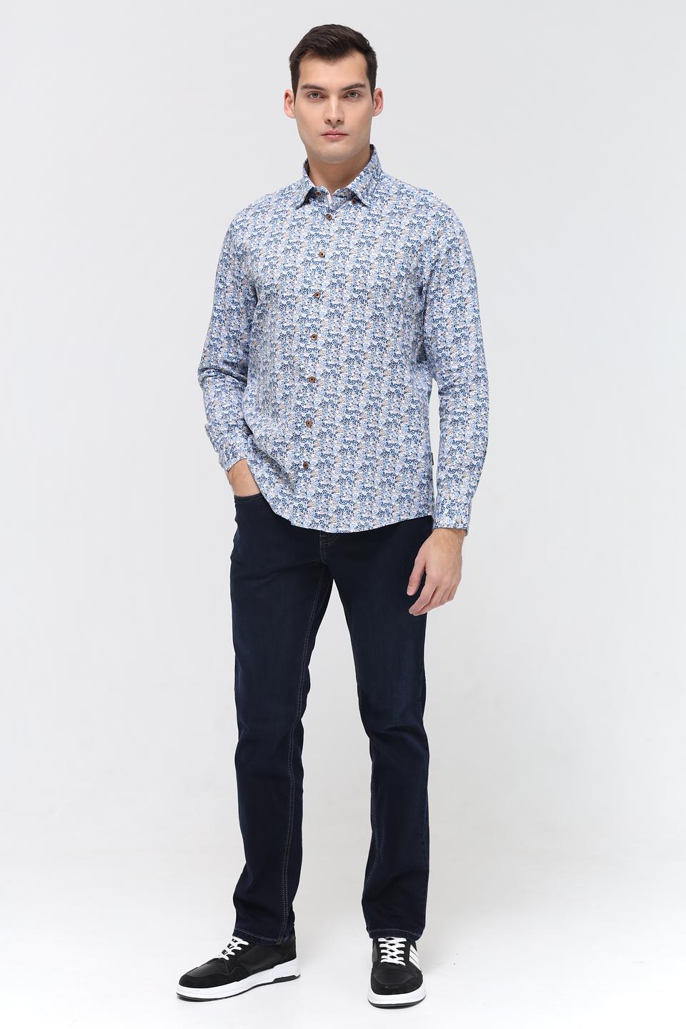 Рубашка Bugatti с принтом голубой