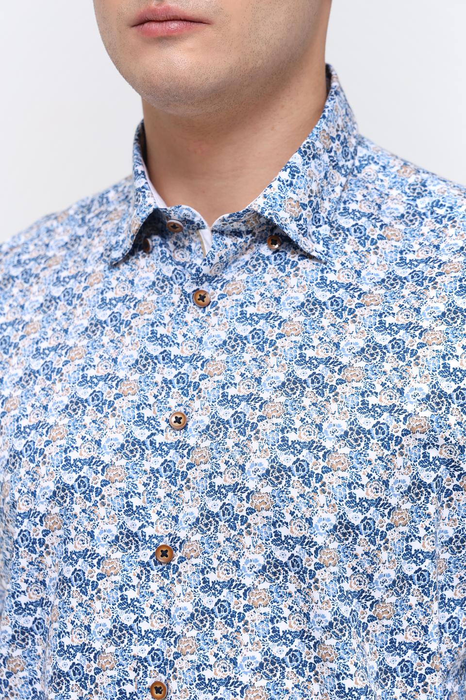 Рубашка Bugatti с принтом голубой