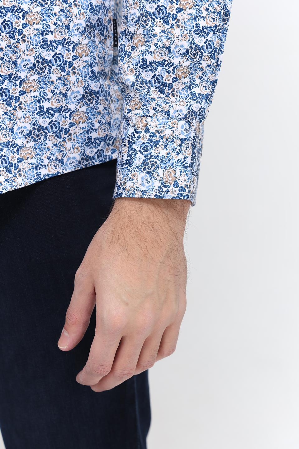 Рубашка Bugatti с принтом голубой