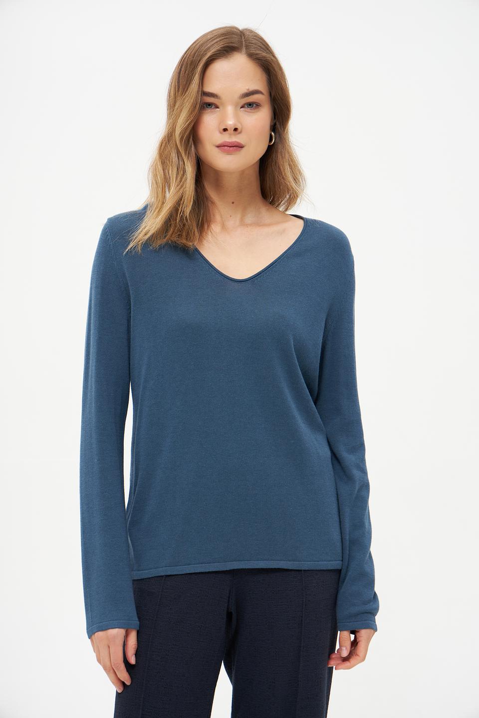 Пуловер Tom Tailor V-образный вырез синий