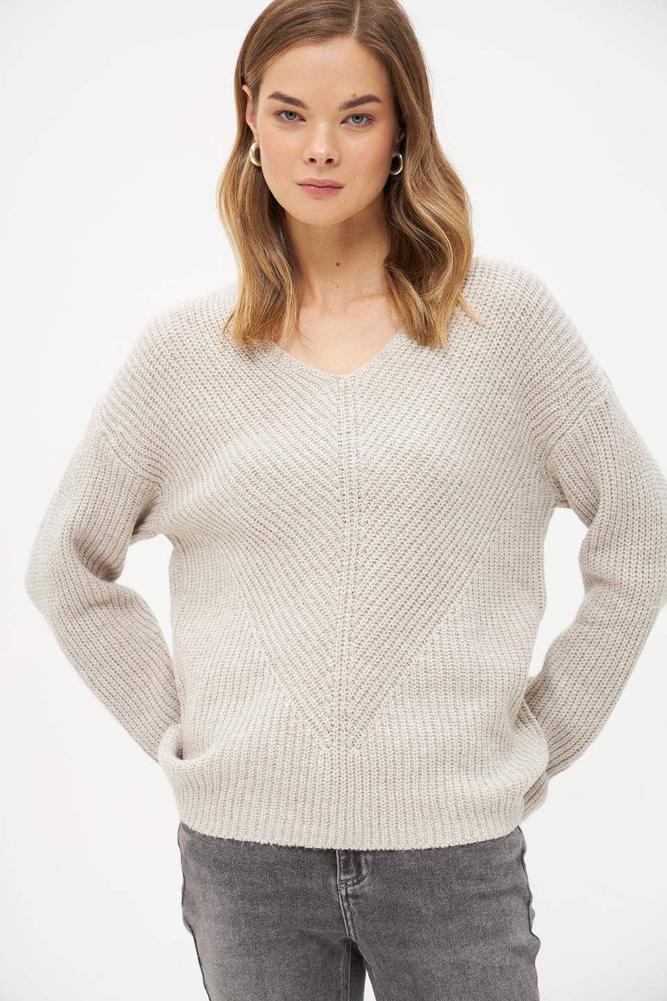 Пуловер Tom Tailor вязаный бежевый